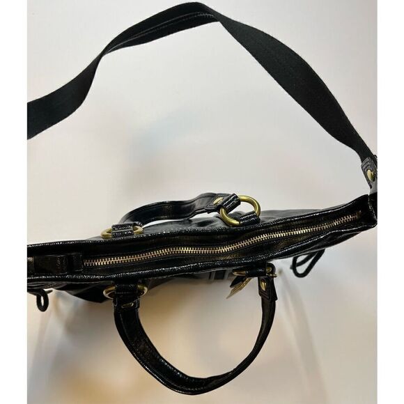 Vintage Coach Black Patent Leather Poppy Daisy Liquid Glass Heart Zipper Bag EUC - Picture 14 of 15